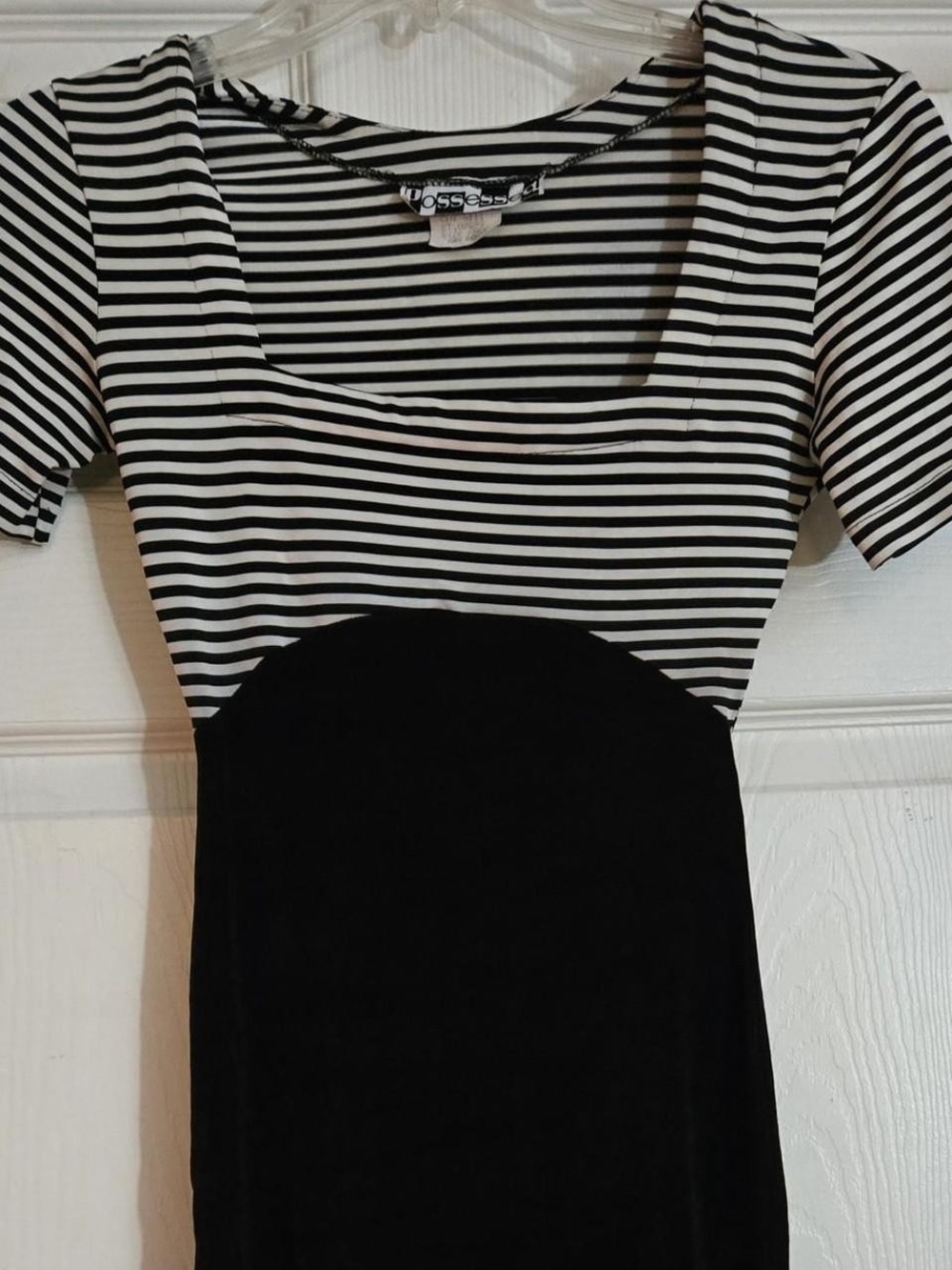 Vintage 80s/90s Colorblock Striped Bodice Midi Dress By Possessed - Size S